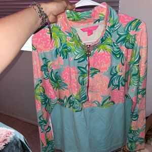 Lilly Pulitzer Women's Tropical Pink and Green Sweatshirt